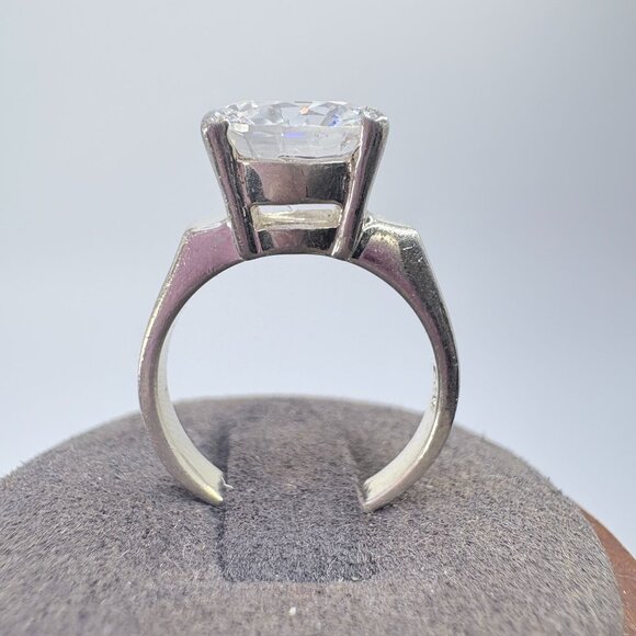 VTG Sterling Silver 925 Cubic Zirconia Prong Set Statement Ring Size 6.75 - Picture 4 of 8